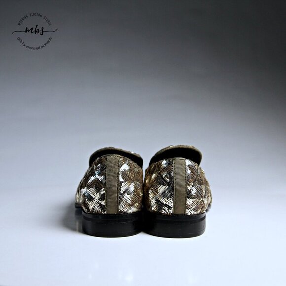 NWOT Stacy Adams Sequins Swank Shoes Gold Men 7.5 - Picture 6 of 13